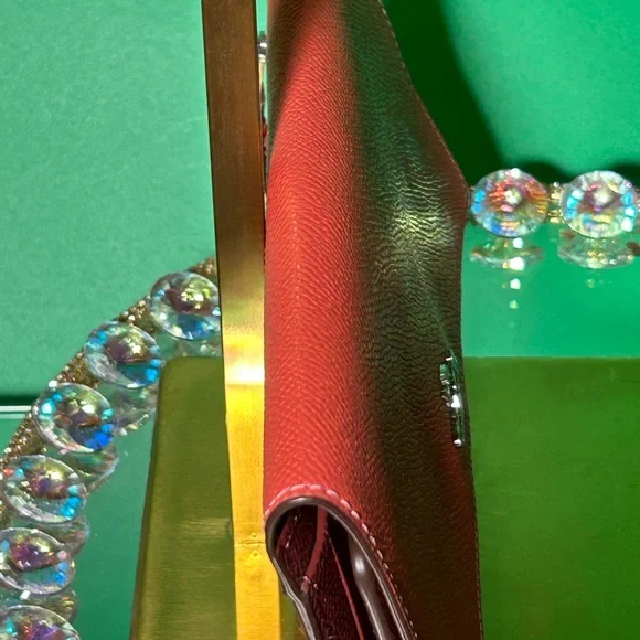 Coach Orange Pebbled Leather Women's Trifold Wallet 8” x 4.5” - Picture 4 of 14